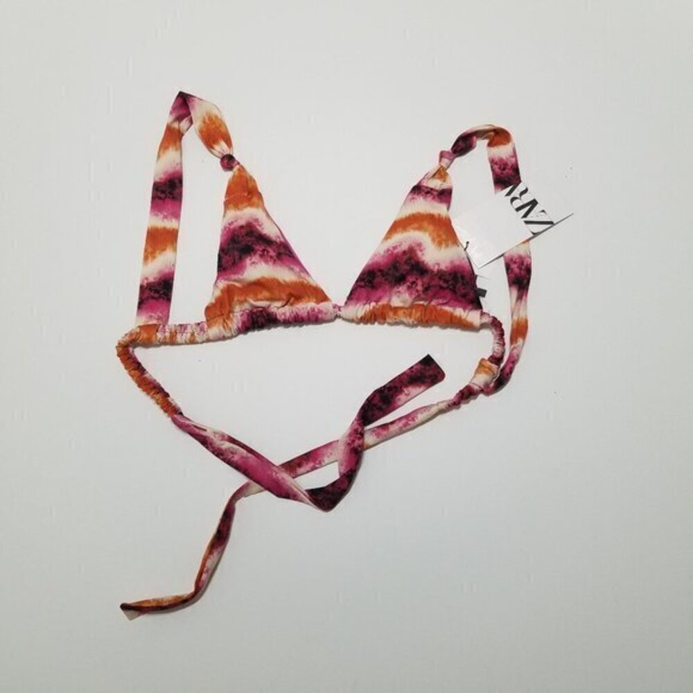 NWT Zara Tie-Dye Swim Triangle Bikini Top Size S